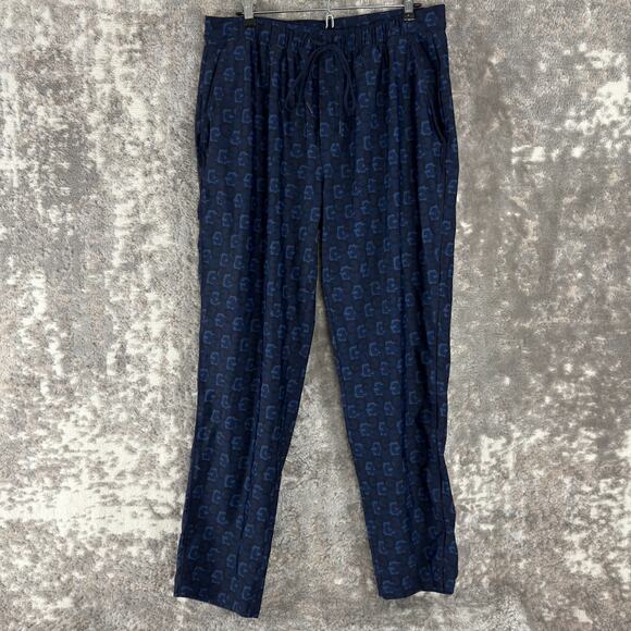 G Fore Size L Stretch Abstract Geometric Drawstring Pants Blue Casual Pocket - Picture 1 of 10
